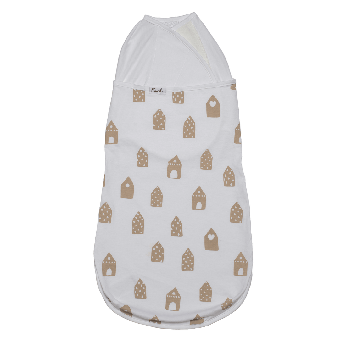 Swaddle Organic Cotton, Fairytale Tiny houses, Latte